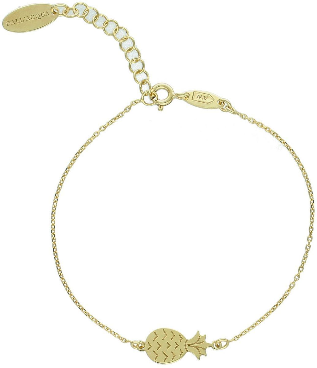 Damska bransoletka srebrna pozłacana z ananasem Elegancka i subtelna bransoletka srebrna pozłacana, z delikatnym splotem ankier, który nadaje jej lekkości i wyrafinowanego charakteru.1.jpg