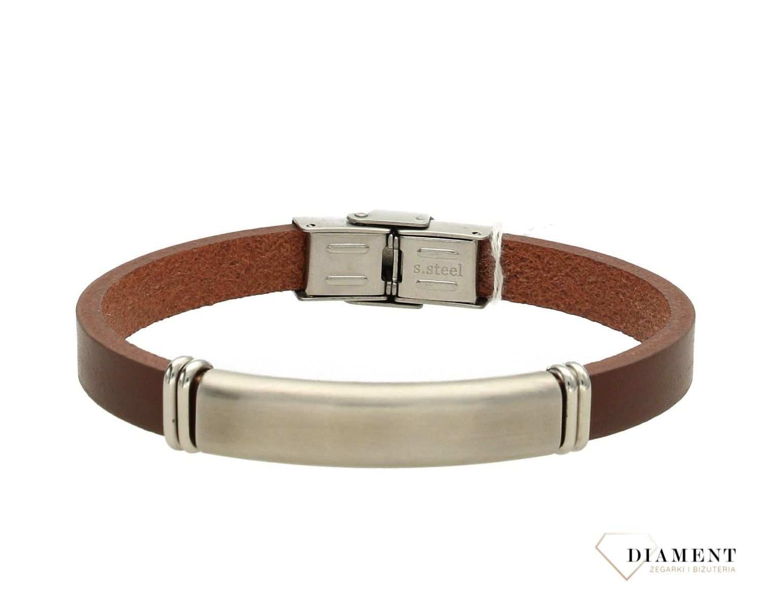 Bransoletka męska skórzana 'blaszka z grawerem'.jpg