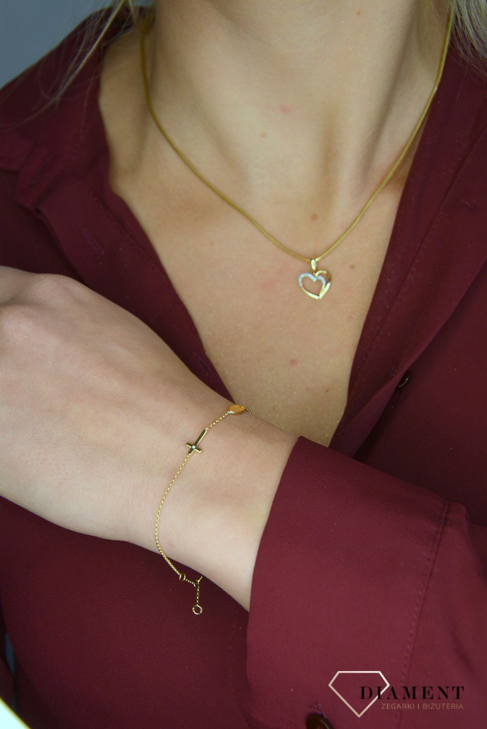 Złota bransoletka z brylantem B05610Y.jpg