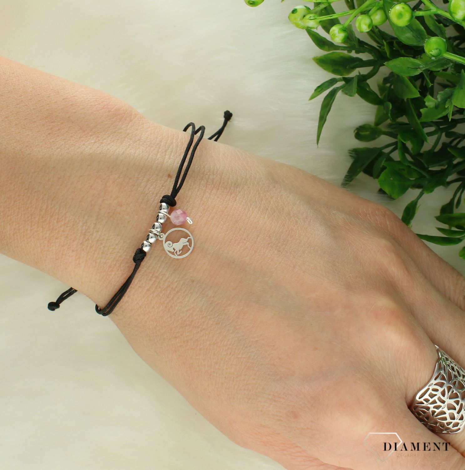 Srebrna bransoletka 925 na czarnym sznurku z turmalinem Zodiak Baran B22-BARAN (1).jpg