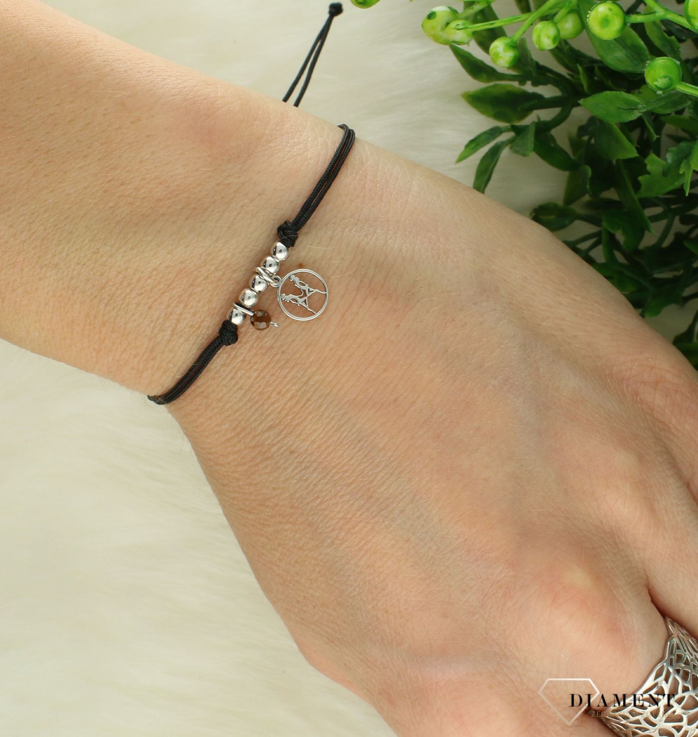 Srebrna bransoletka 925 na czarnym sznurku z tygrysim okiem Zodiak Bliźnięta B22-BLIŹNIĘTA (1).jpg