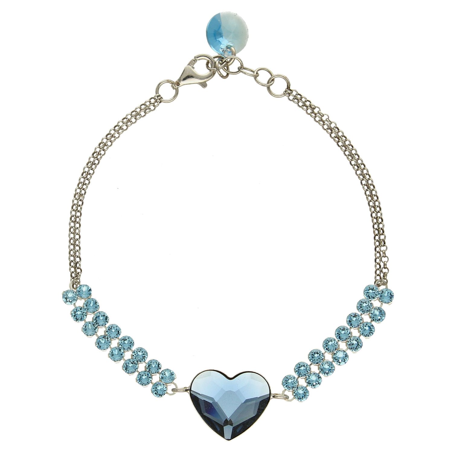 Bransoletka srebrna Spark Swarovski niebieskie serce B2808MESH925DBAQ.jpg
