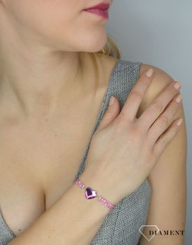 Bransoletka srebrna Spark Swarovski różowe serce B2808MESH925FR. Oryginalna i stylowa bransoletka marki Spark to ciekawa biżuteria z efektownym połączeniem srebra i luksusowych kryształków Swarovskiego (4).JPG