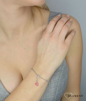Bransoletka srebrna Spark Swarovski różowe serce B2808MESH925FR. Oryginalna i stylowa bransoletka marki Spark to ciekawa biżuteria z efektownym połączeniem srebra i luksusowych kryształków Swarovskiego (6).JPG