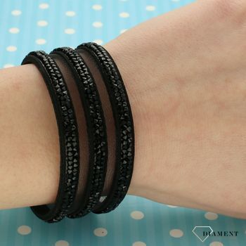 Bransoletka damska z czarnymi kryształkami Swarovski Rock Linear Jet Hematite B3LINRK1CZJ.jpg