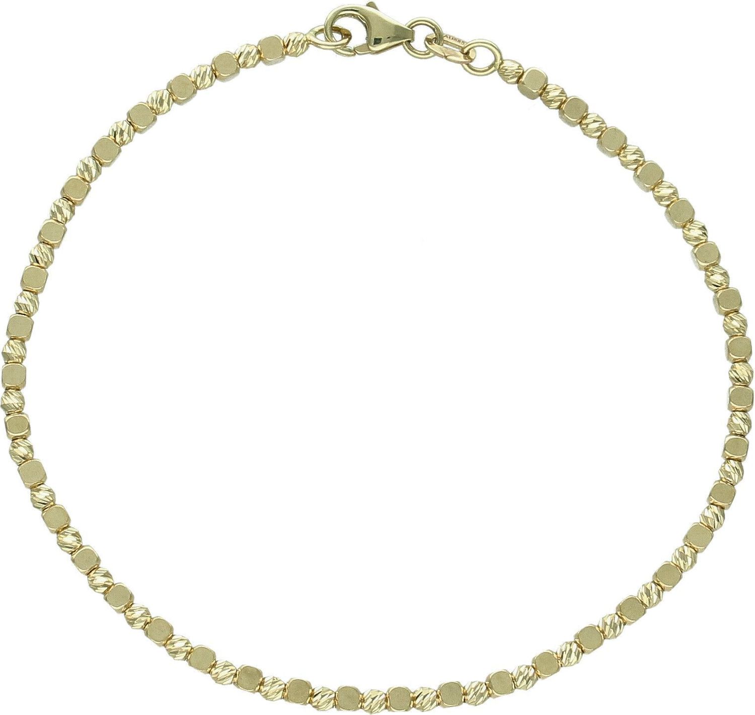 Złota bransoletka damska 585 ozdobny grawerowany splot z kuleczkami B6089.jpg