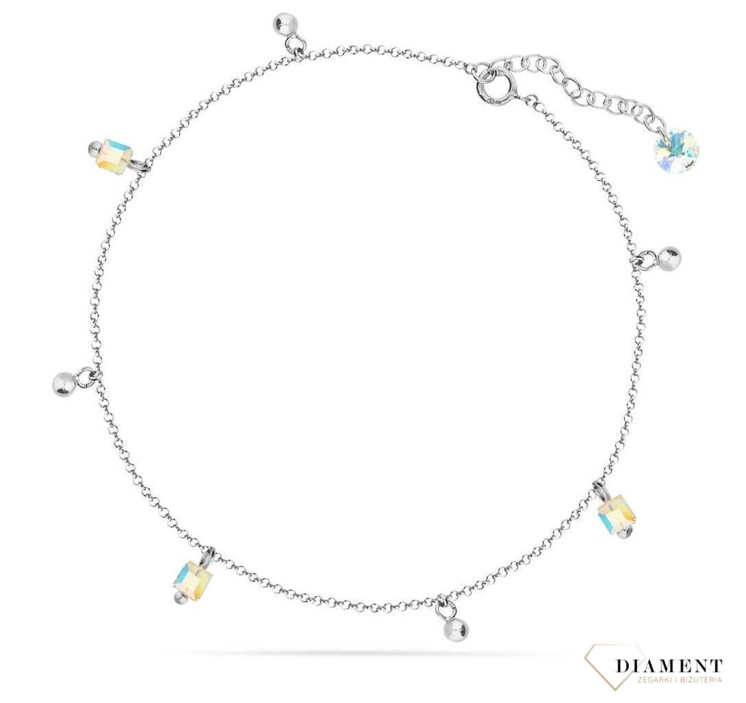 BA56013AB Bransoletka na nogę z kwadratowymi jasnymi kryształkami Swarovskiego BA56013AB..jpg