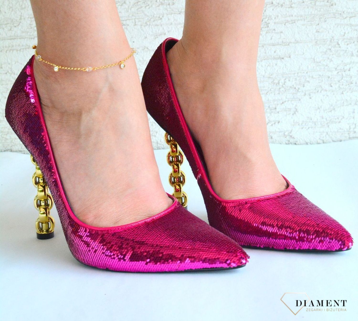 Srebrna pozłacana bransoletka na nogę z kryształkami Swarovskiego Crystal  BAG20385000C. Bransoletka na kostkę. Bransoletka na lato na noge. Bransoletka do sukienki..jpg