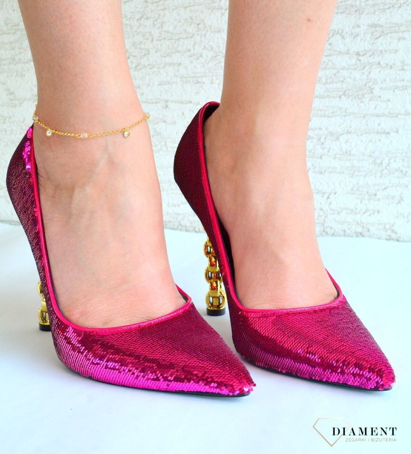 Srebrna pozłacana bransoletka na nogę z kryształkami Swarovskiego Crystal  BAG20385000C. Bransoletka na kostkę. Bransoletka na lato na noge. Bransoletka do sukienki..jpg