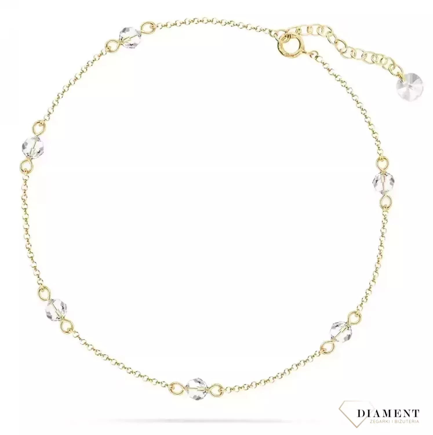 Bransoletka pokryta złotem z kryształami Swarovskiego. Bransoletka srebrna 'Bogata kobieta' prezent dla mamy Bransoletka z  kryształem. Srebrna bransoletka Damska w Sklepie z Biżuterią zegarki-diament.pl. Piękne i Eleg.webp