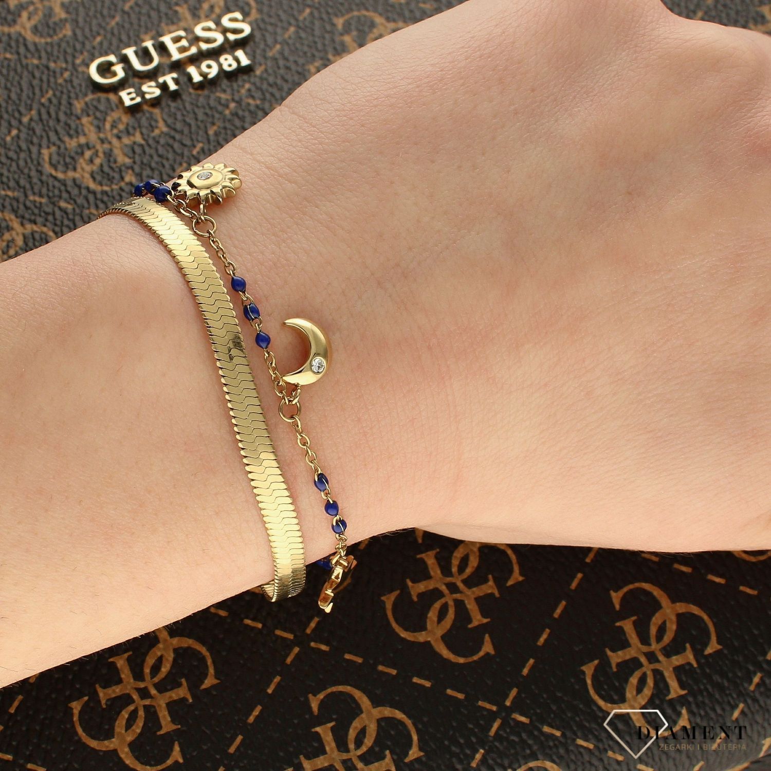 Stalowa, pozłacana Bransoletka Brosway Chakra  Słońce, Księżyc i Gwiazda  BAH66.jpg