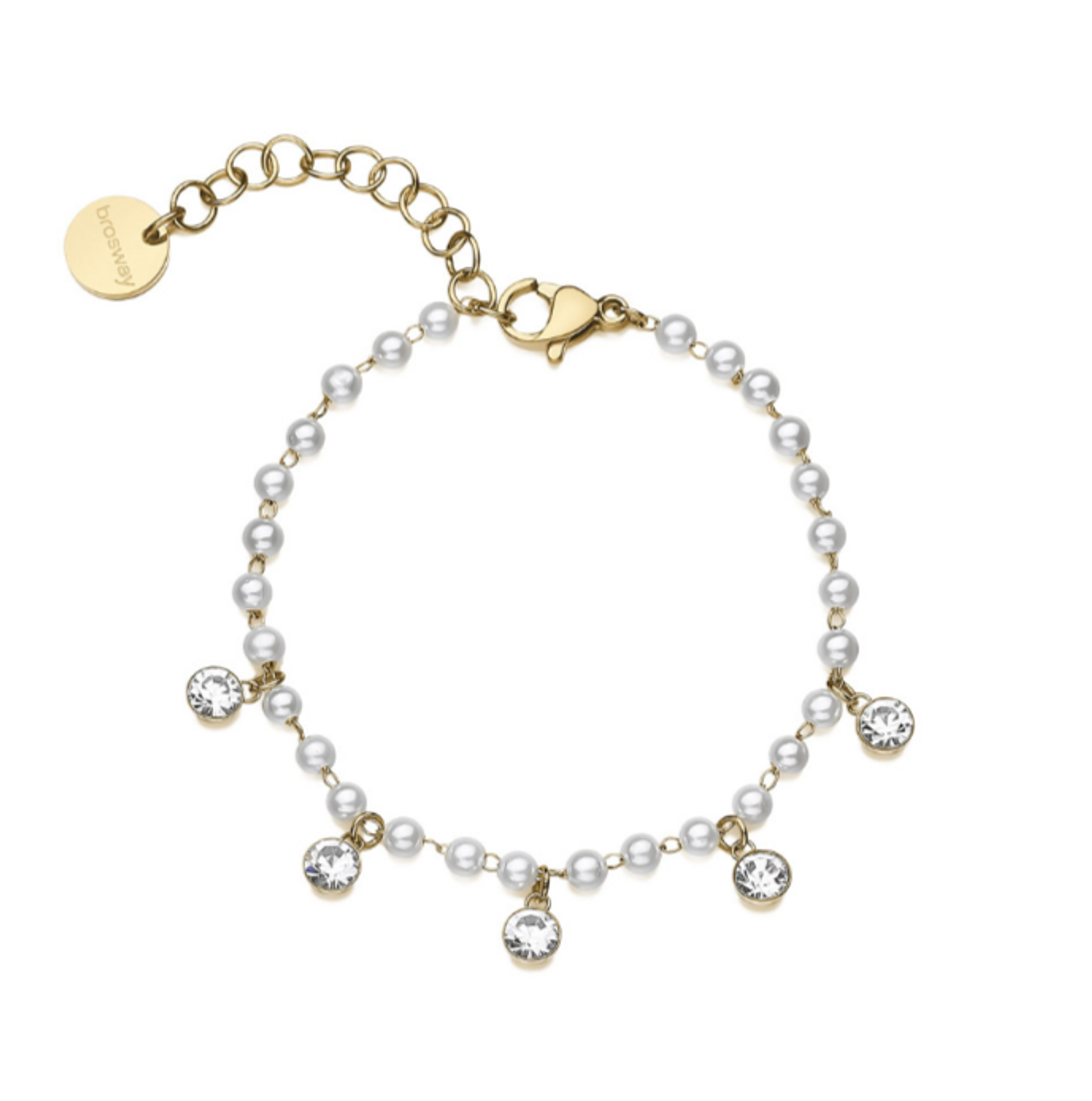 Bransoletka damska stalowa Brosway Chant Z perełkami i cyrkoniami BAH88 .png