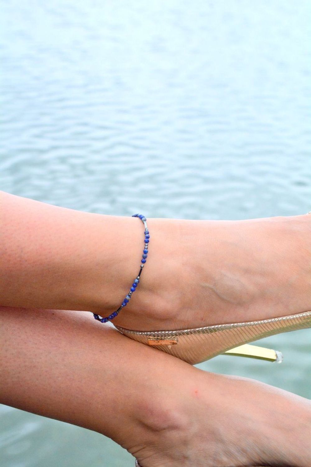 Bransoletka na nogę srebrna BAHEB1LL – Granatowe kamienie spinel – Srebro próby 925.jpg