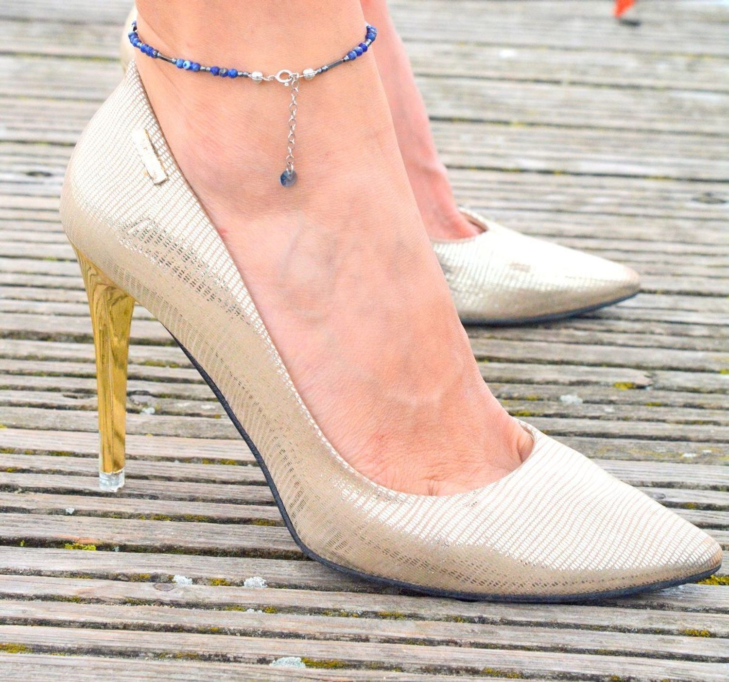 Bransoletka na nogę srebrna BAHEB1LL – Granatowe kamienie spinel – Srebro próby 925.jpg