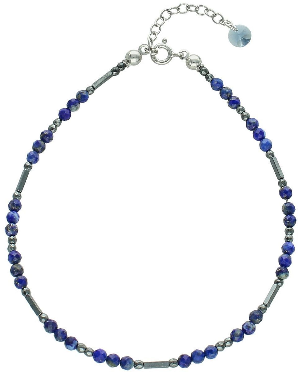 Bransoletka na nogę srebrna BAHEB1LL – Granatowe kamienie spinel – Srebro próby 925.jpg