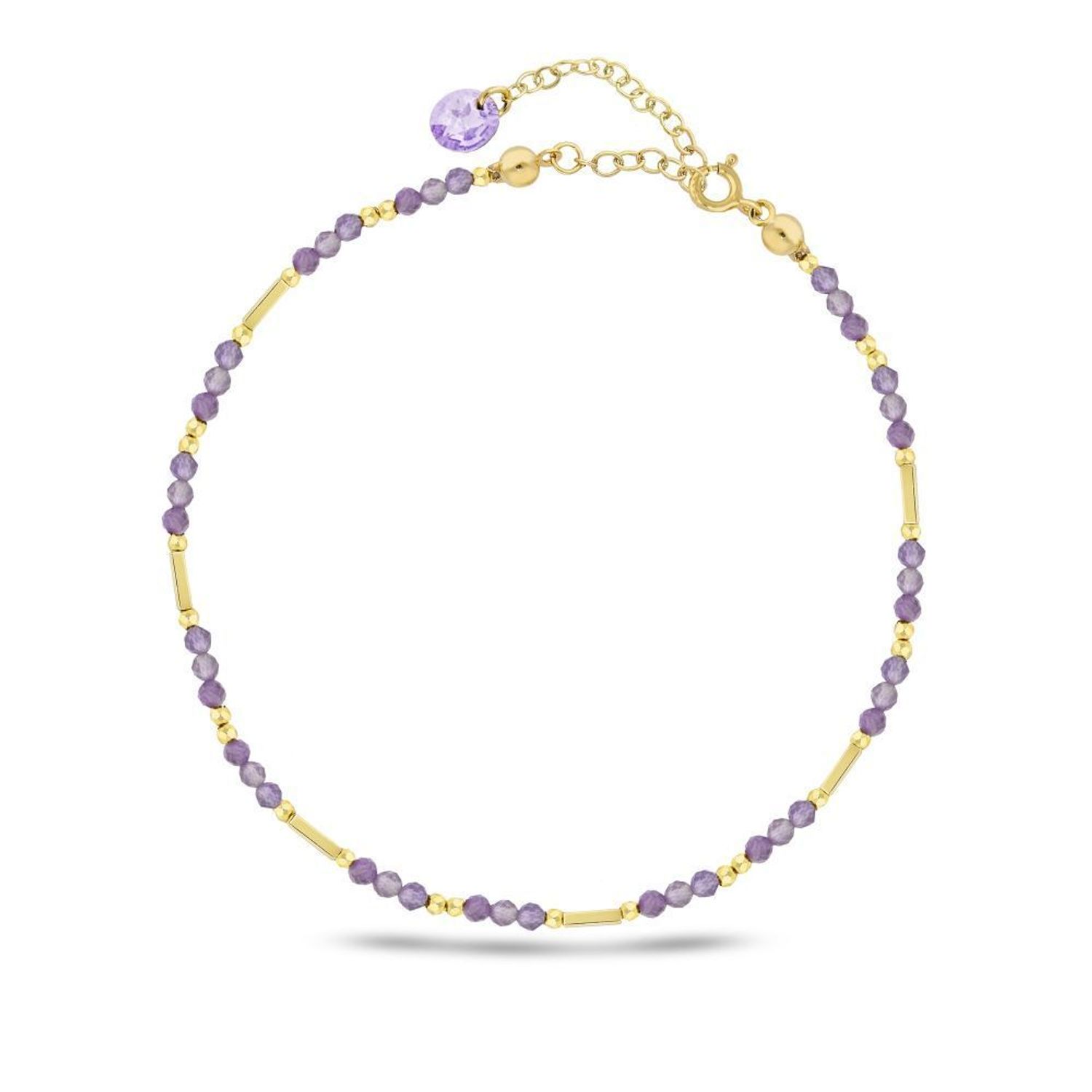 Srebrna bransoletka na nogę z kryształkami Swarovskiego Amethyst BAHEG1AM.jpg