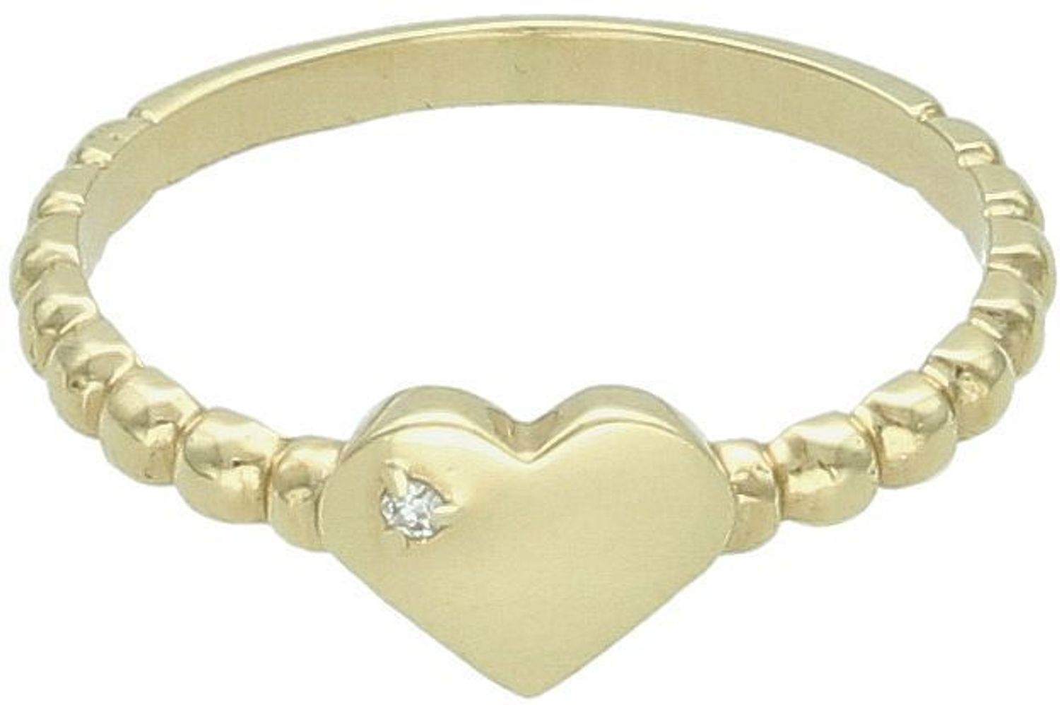 Złoty pierścionek 585 w kształcie serca z diamentem 0,01 ct (SI2H). Elegancka biżuteria z żółtego złota – idealna na prezent. Certyfikat autentyczności w zestawie1.jpg