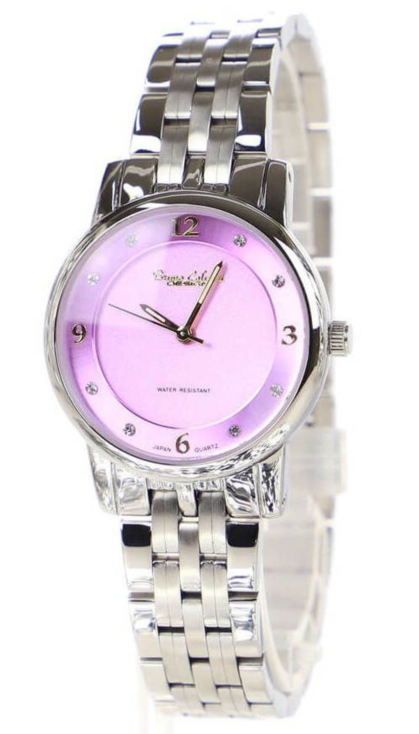 Zegarek damski na bransolecie z cyframi Bruno Calvani BC2919 różowa tarcz. Zegarek na prezent dla kobiety. Damski zegarek z różową tarczą. Damski tani zegarek w srebrnym kolorze..jpg