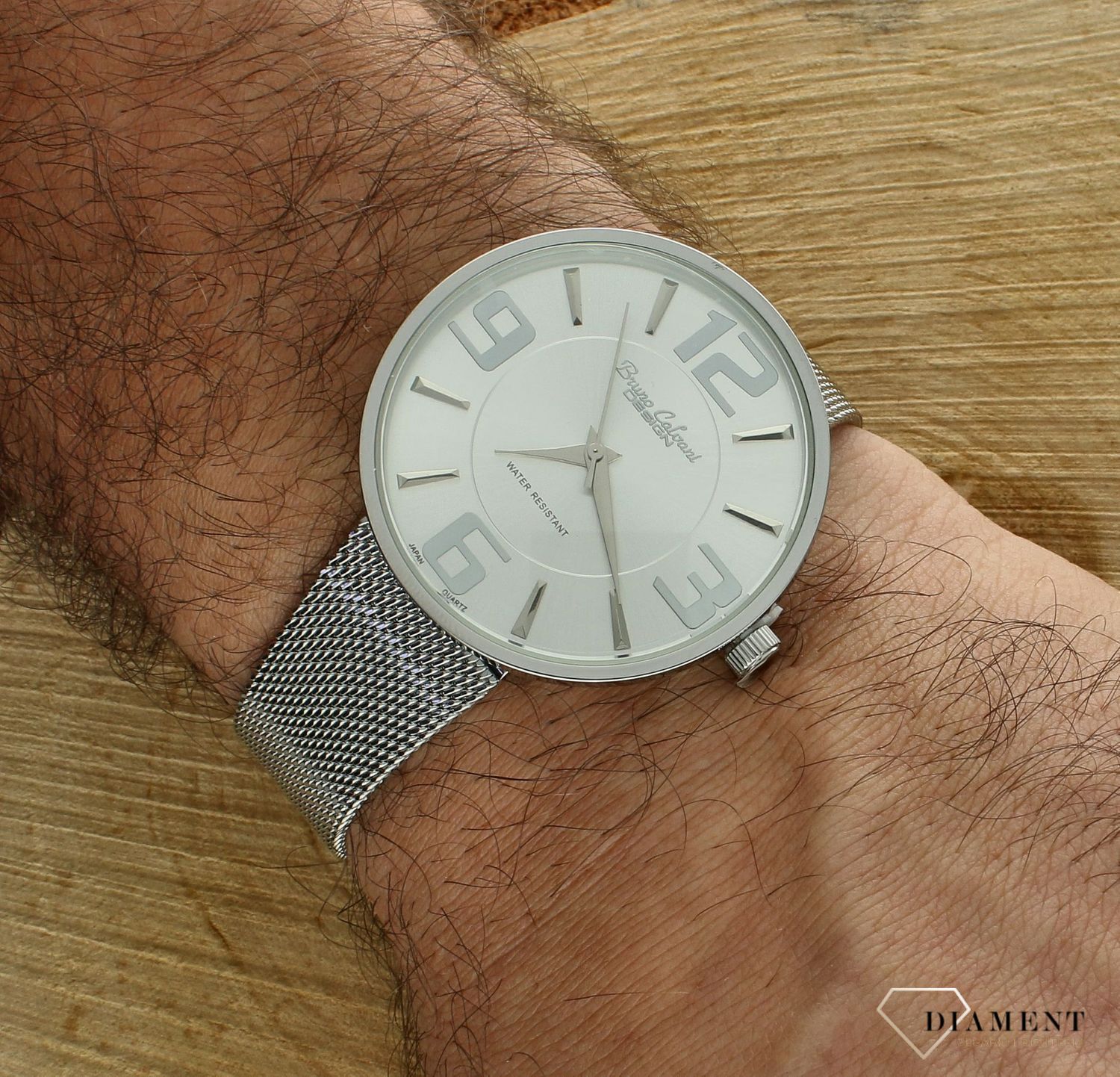 Zegarek męski na bransolecie mesh z cyframi Bruno Calvani BC3565. Zegarek męski tani. Zegarek męski na bransolecie typu mesh. Męski zegarek na prezent..jpg