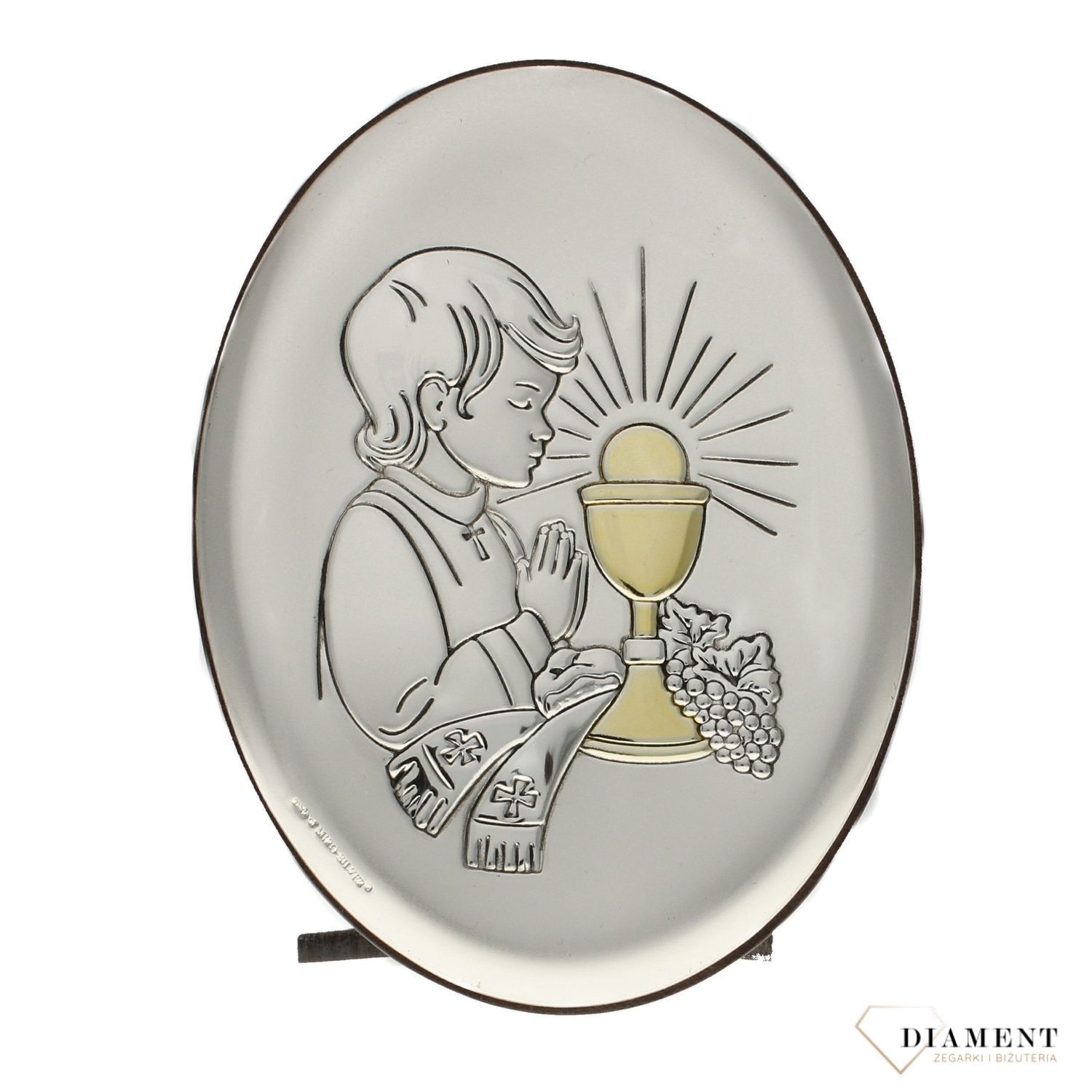 Piękny obrazek srebrny I Komunia Święta- chłopiec (5).jpg