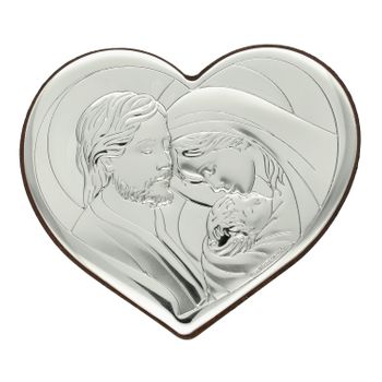 Srebrny obrazek z wizerunkiem Świętej Rodziny serce BC64322.jpg