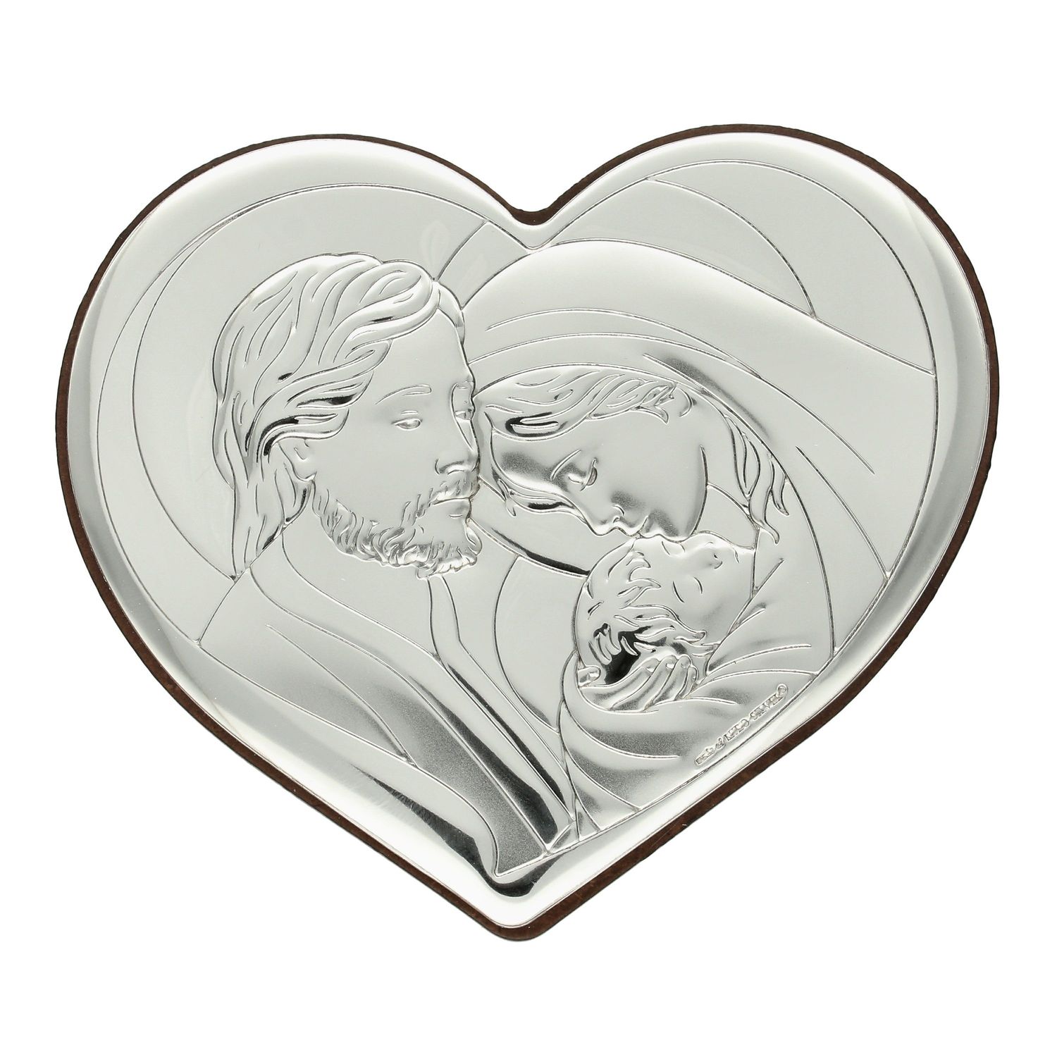 Srebrny obrazek z wizerunkiem Świętej Rodziny serce BC64322.jpg