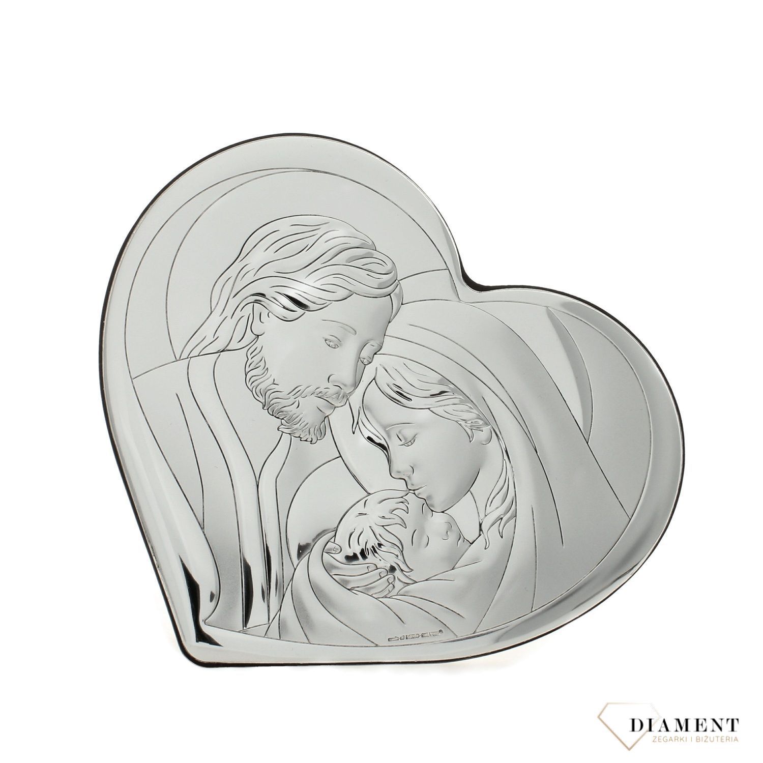 Obrazek srebrny przedstawiający Świętą Rodzinę w sercu.  (2).jpg