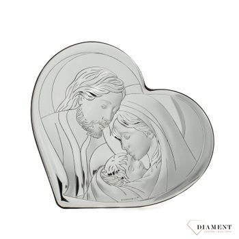 Obrazek srebrny przedstawiający Świętą Rodzinę w sercu.  (2).jpg