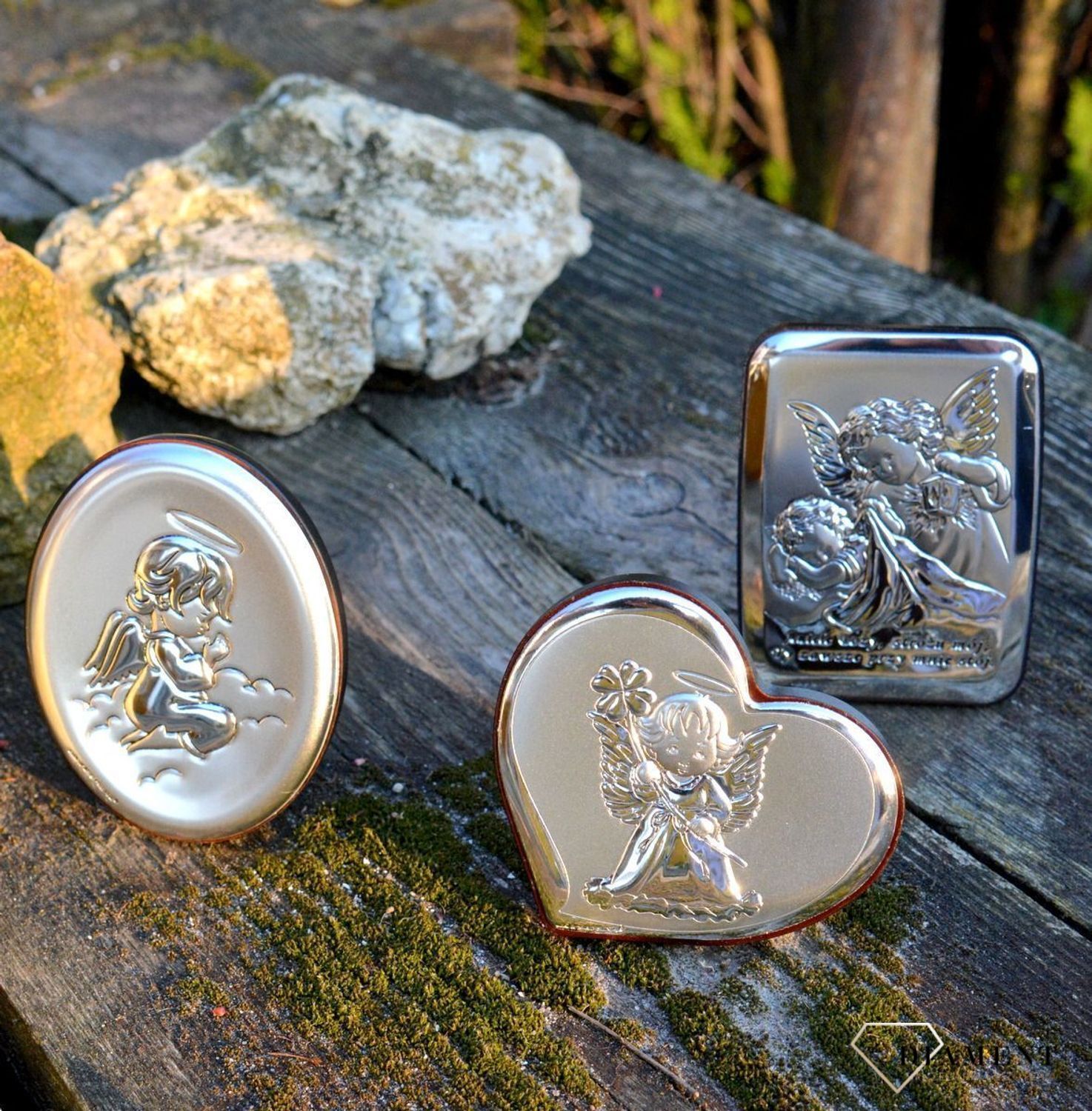 Piękny obrazek w prostokątnym kształcie, Aniołek z latarenką, Pamiątka Chrztu Św. BC64412.jpg