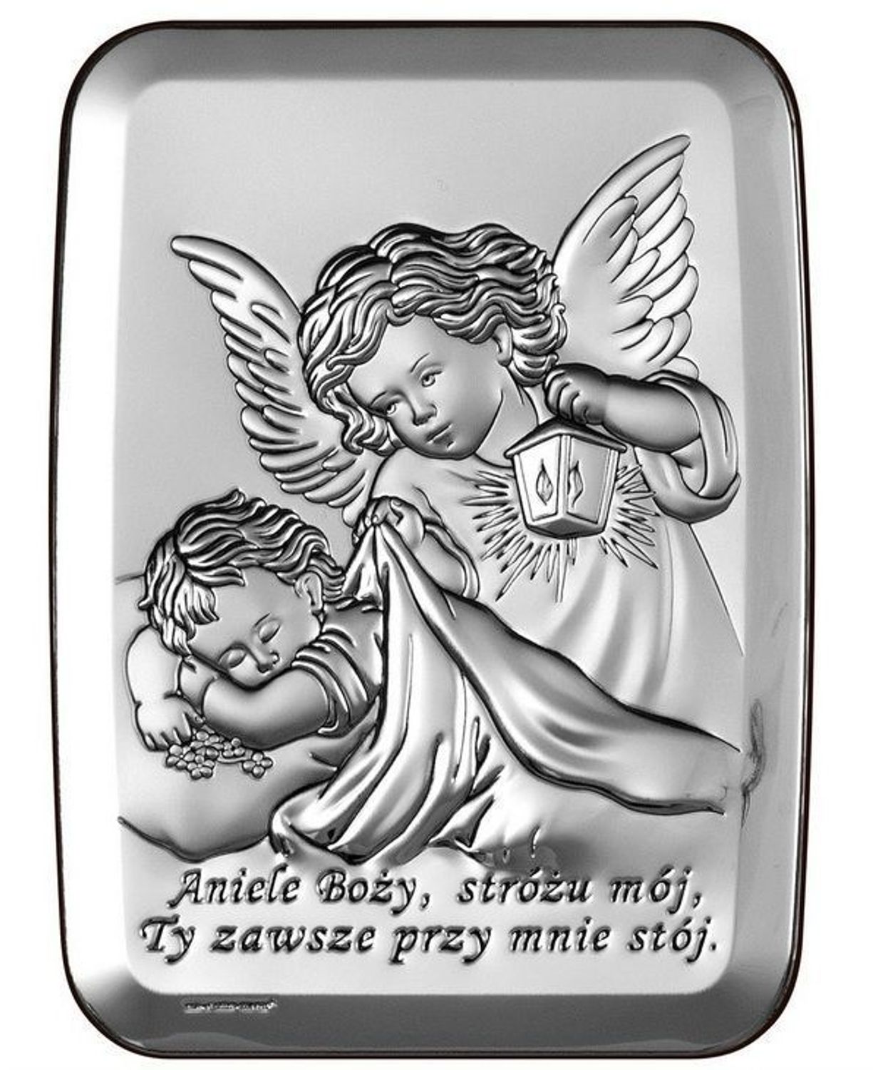 Piękny obrazek w prostokątnym kształcie, Aniołek z latarenką, Pamiątka Chrztu Św. BC64412.jpg