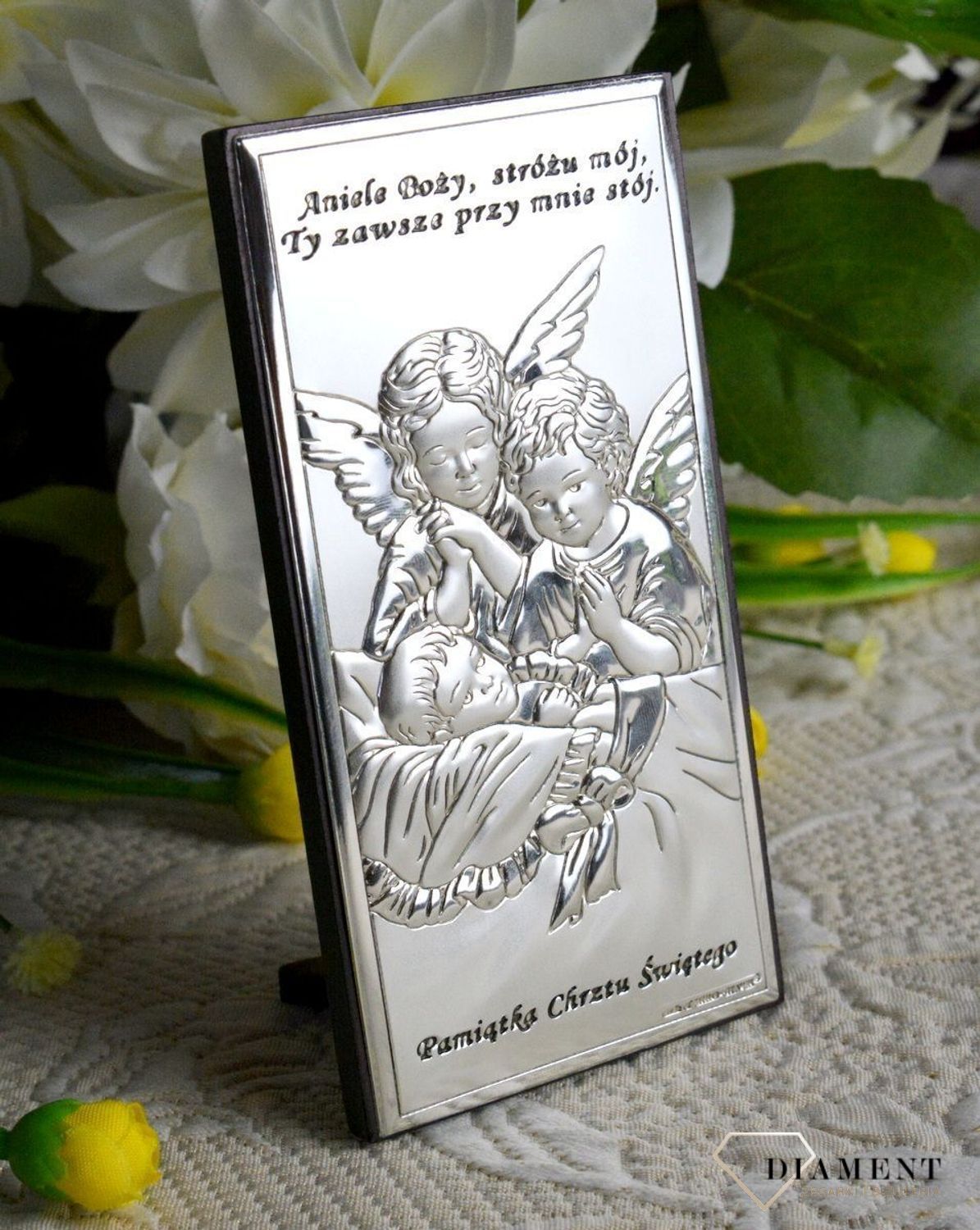 Obrazek srebrny, Aniołki pamiątka Chrztu Świętego BC6468S22. Obrazek srebrny przedstawiający Aniołki to idealny upominek z okazji Chrztu Świętego, który powinien zagościć w każdym dziecięcym pokoju wnosząc radość. Idealny na.jpg
