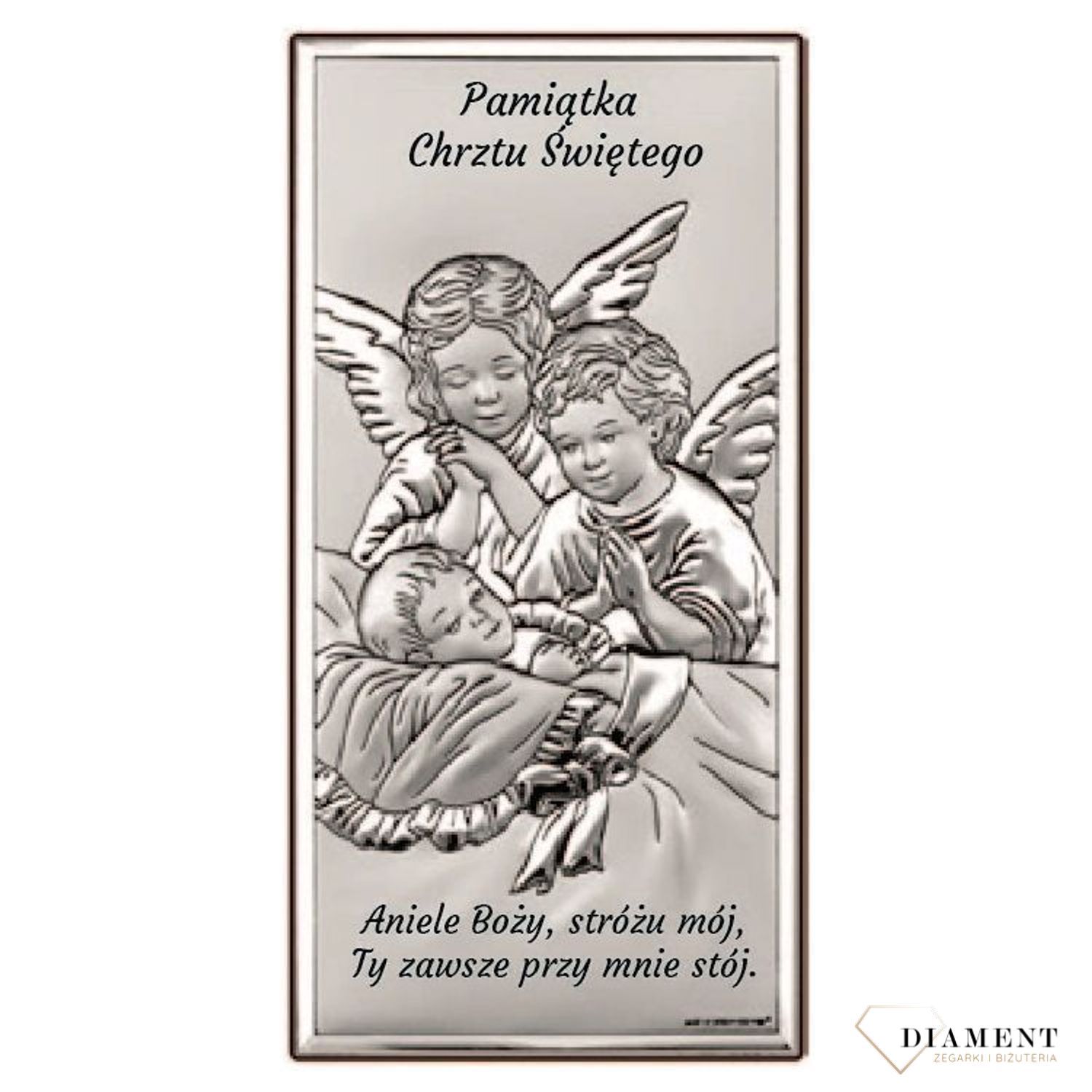 Obrazek srebrny, Aniołki pamiątka Chrztu Świętego BC6468S22. Obrazek srebrny przedstawiający Aniołki to idealny upominek z okazji Chrztu Świętego, który powinien zagościć w każdym dziecięcym pokoju wnosząc radość. Idealny na.jpg