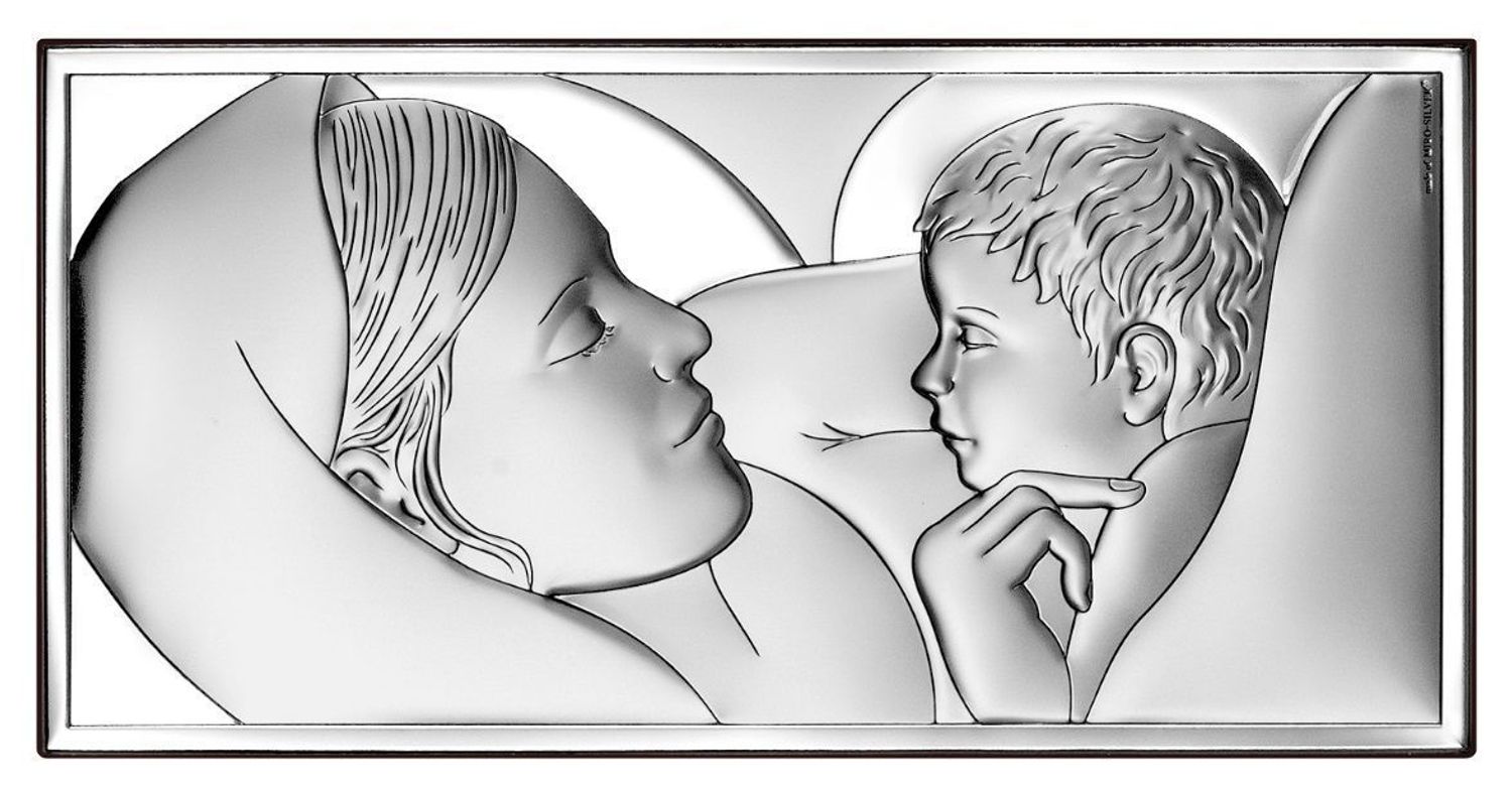 Srebrny obrazek Matka Boska z dzieciątkiem na chrzest..jpg