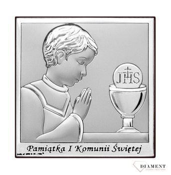 Obrazek srebrny Pierwsza Komunia Święta dla chłopca z grawerem 6568.2O. Pamiątka I Komunii Świętej. Obrazek z grawerem na komunie. Prezent na komunie dla chłopca.jpg