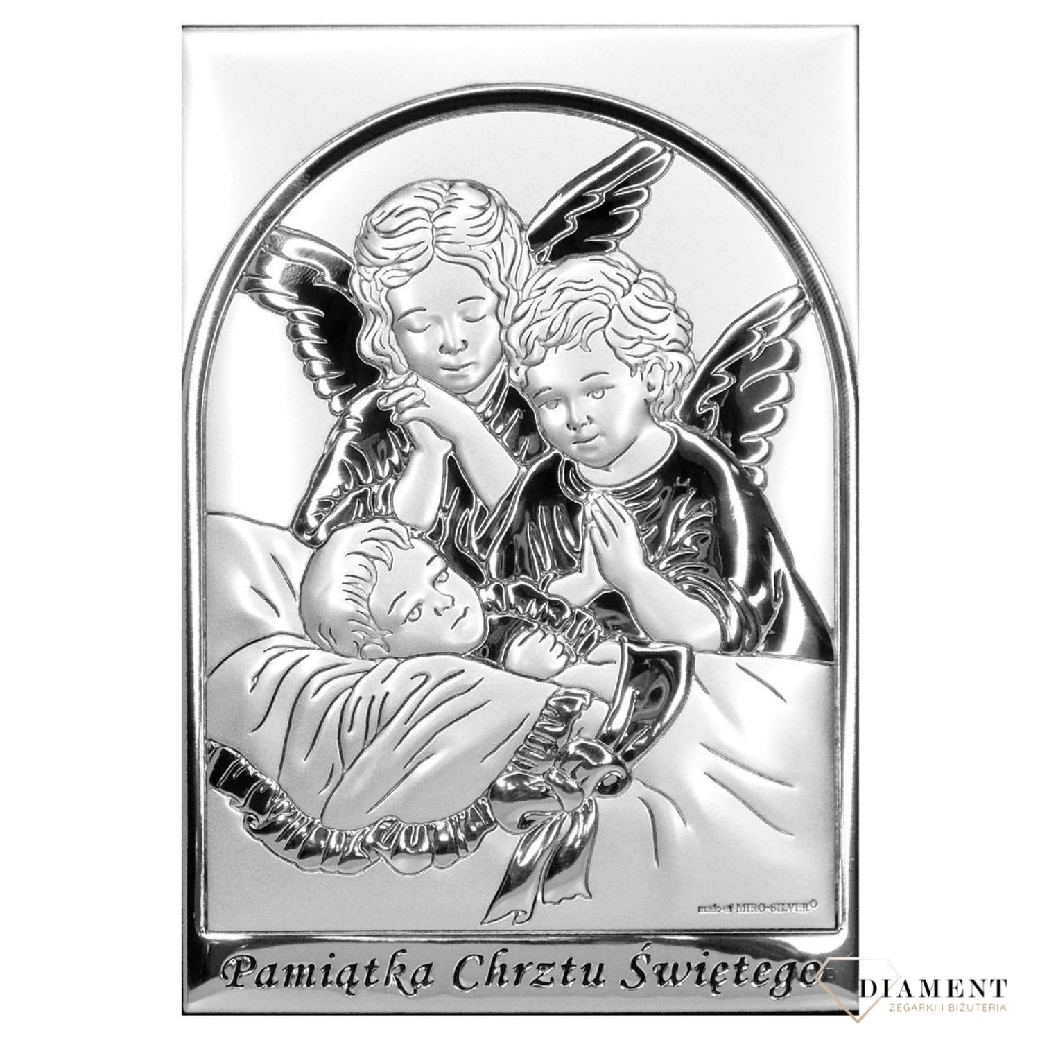 Obrazek srebrny przedstawiający Aniołki to idealny upominek z okazji Chrztu Świętego, który powinien zagościć w każdym dziecięcym pokoju wnosząc radość.  Wykonany z wysokiej jakości d.jpg