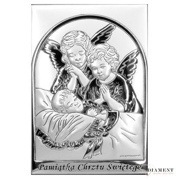 Obrazek srebrny przedstawiający Aniołki to idealny upominek z okazji Chrztu Świętego, który powinien zagościć w każdym dziecięcym pokoju wnosząc radość.  Wykonany z wysokiej jakości d.jpg