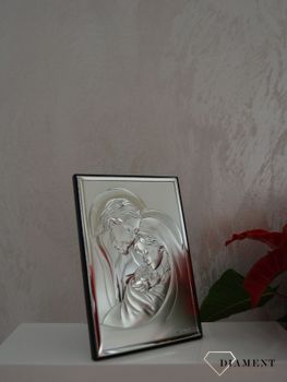 Piękny srebrny obrazek w kształcie prostokąta ukazujący Świętą Rodzinę to niezwykle piękny drobiazg, który sprawi, że jego właściciel zaprosi do swojego domu radość (1).JPG