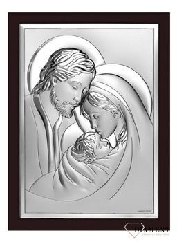 Piękny, srebrny obrazek z wizerunkiem Świętej Rodziny na drewnie BC66652X.jpg