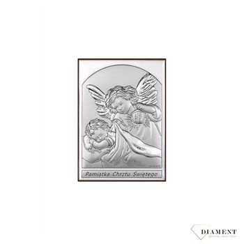 Obrazek srebrny przedstawiający Aniołki to idealny upominek z okazji Chrztu Świętego, który powinien zagościć w każdym dziecięcym pokoju wnosząc radość.  Wykonany z wysokiej jakości drewna oraz metalu pokrytego srebrem.jpg