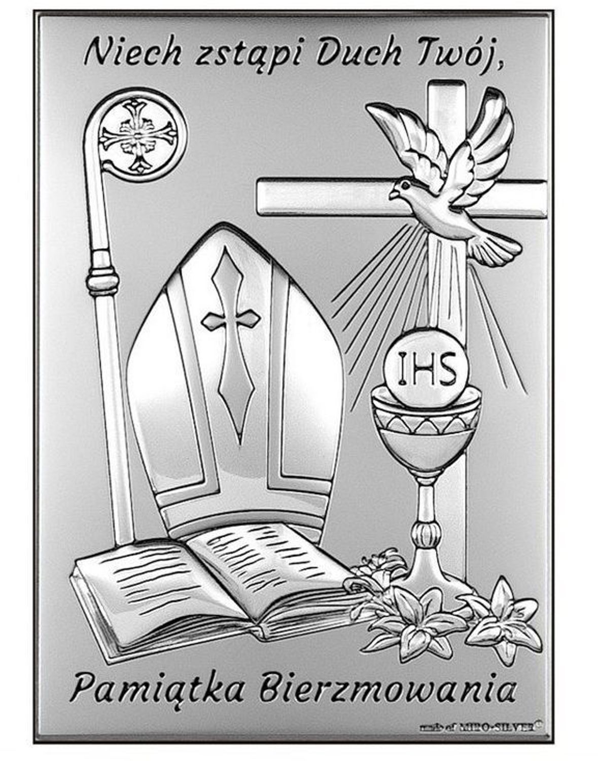 Obrazek srebrny symbolizujący Sakrament Bierzmowania BC67212.jpg
