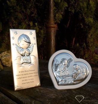 Obrazek srebrny z Aniołem Stróżem to piękna ozdoba dziecięcego pokoju BC6761S12X. Wykonany z wysokiej jakości drewna oraz metalu pokrytego srebrem  (1).JPG