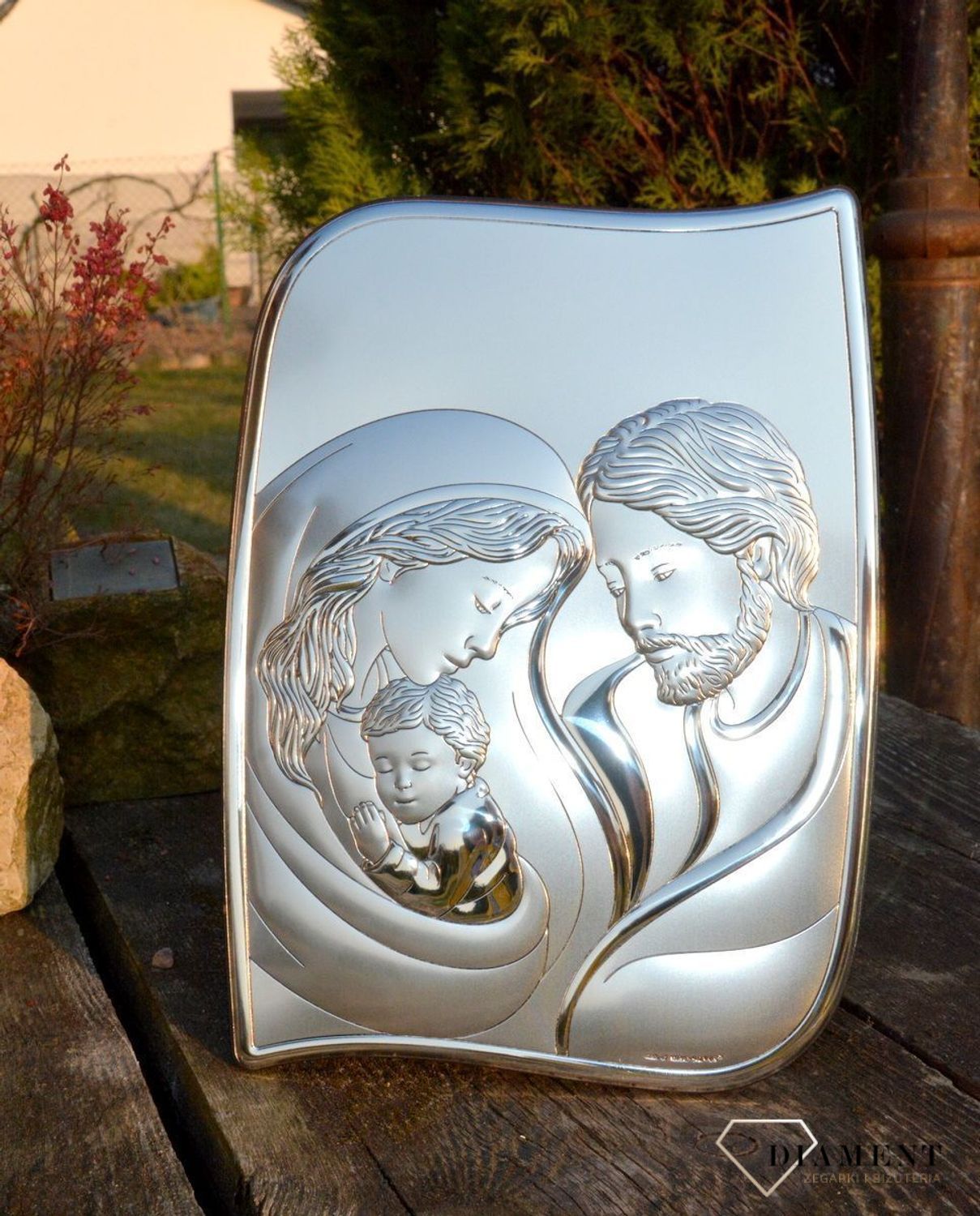 Obrazek święty z wizerunkiem Świętej Rodziny - doskonały jako pamiątka Ślubu dla Młodej Pary, prezent od nowożeńców..jpg