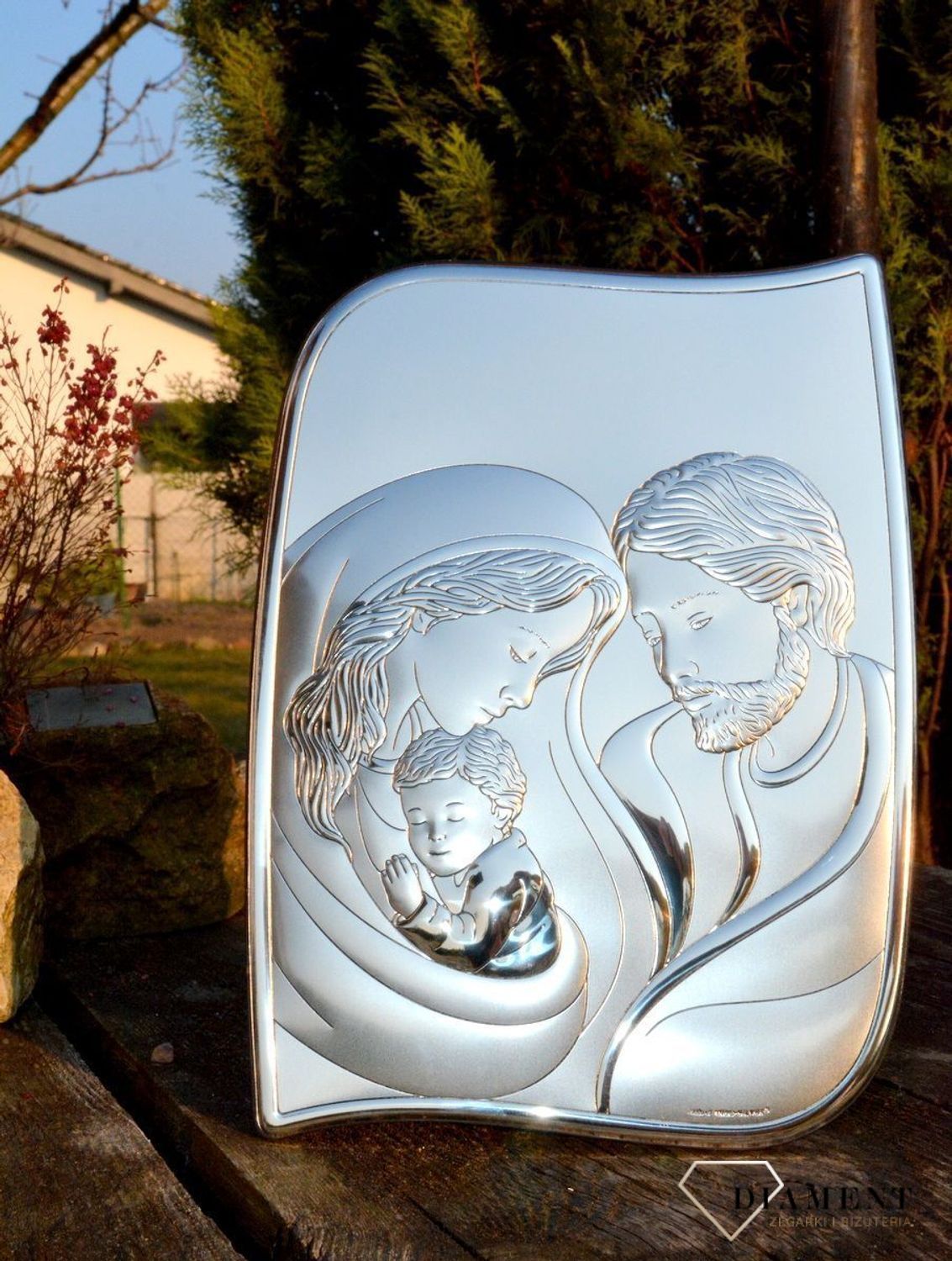 Obrazek święty z wizerunkiem Świętej Rodziny - doskonały jako pamiątka Ślubu dla Młodej Pary, prezent od nowożeńców..jpg