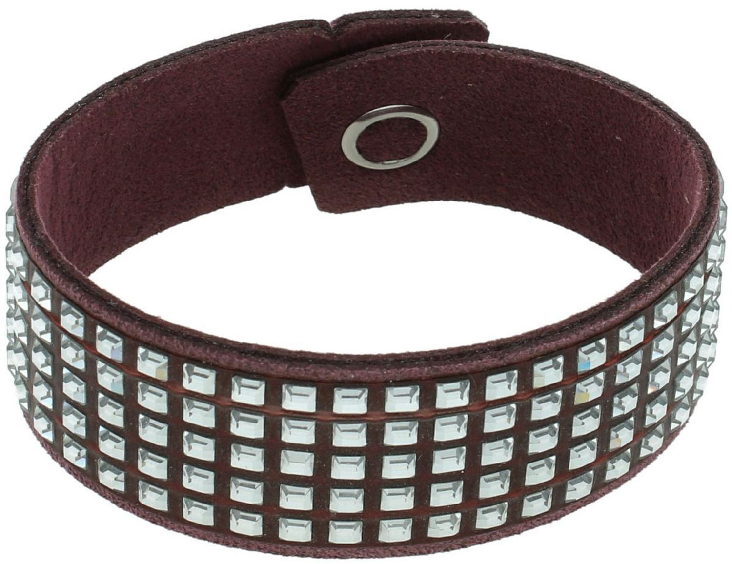 Bransoletka Spark Swarovski BCTSQVAB z fioletowej Alcantary® ozdobiona kryształami Swarovski® Crystal. Długość 18,5 cm, szerokość 2,3 cm – elegancja i wyrazisty styl.1.jpg