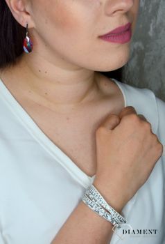 Bransoletka Damska Swarovski w kolorach Comet Argent Light, Light Chrom i Crystal BDVRK3WC. Bransoletka damska w kolorze białej Alcantary z błyszczącymi kryształami Swarovskiego.2.JPG