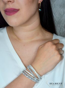 Bransoletka Damska Swarovski w kolorach Comet Argent Light, Light Chrom i Crystal BDVRK3WC. Bransoletka damska w kolorze białej Alcantary z błyszczącymi kryształami Swarovskiego.5.JPG