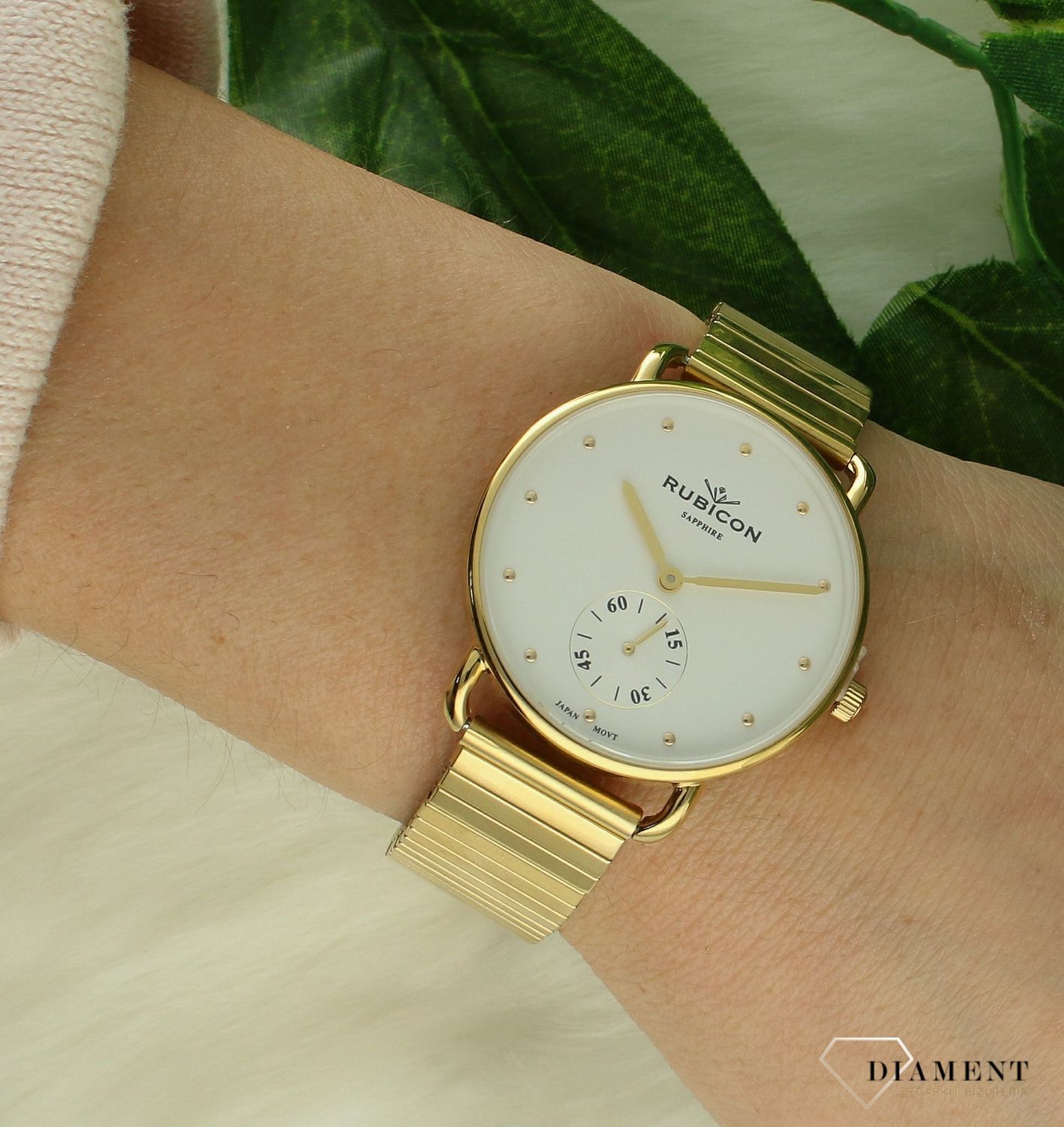 Zegarek damski Rubicon z szafirowym szkłem rozciągana bransoleta BE29GISX03BX.jpg