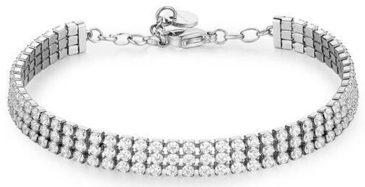 Olśniewająca bransoletka tenisowa Brosway Desideri z cyrkoniami i stalowym karabińczykiem. Elegancka biżuteria damska ze stali chirurgicznej 316L. Idealna na prezent!1.jpg