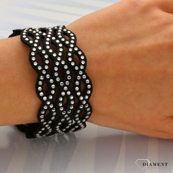 Bransoletka czarna z białymi kryształami Swarovski Endless Crystal BEND3CZC.jpg