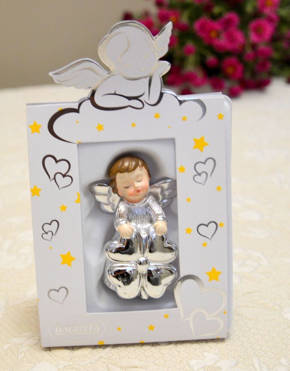 Pamiątka Chrztu Świętego figurka Aniołek z koniczynką BG2155-07.jpg